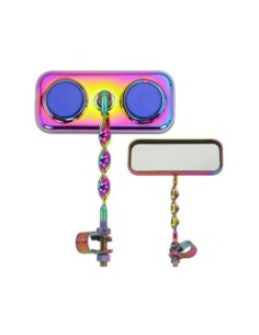 Rectangle Flat Twisted Mirror Oil Slik Blue Reflectors.